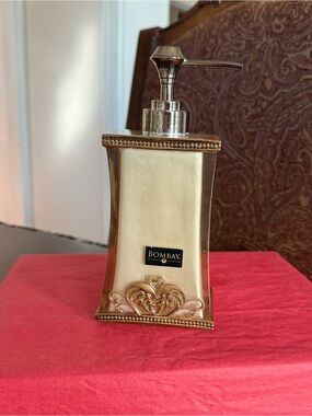 Bombay Company Vivienne Liquid Soap Dispenser Beige Gold & Acrylic Scroll